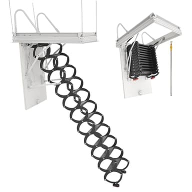 VEVOR Échelle de Grenier, Charge 299,4 kg, Escalier de Grenier Escamotable, Hauteur Installation 2,6-2,85 m, Ouverture 1000,76x698,5 mm, Tige de Traction, Échelle Rétractable Acier pour Accès Greniers