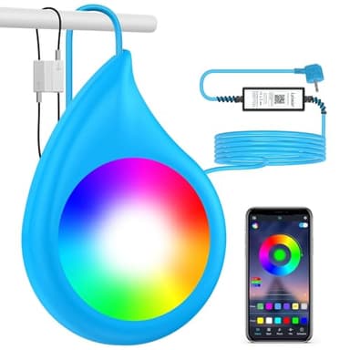 LyLmLe Projecteur Piscine à LED pour Piscine hors sol, 10W Smart LED Lampe Suspendu Effets D'éclairage Multiples Contrôlé par APP, Timing/Synchronisation de Musique, Étanchéité IP68, 8m Câble, 12V