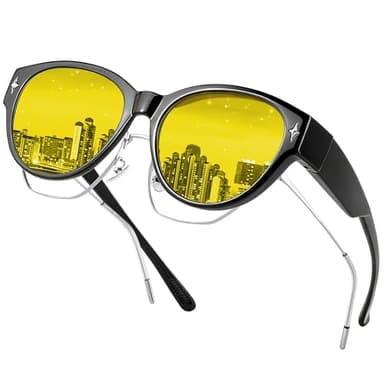 Aullwyr Polarisées Surlunettes Conduite de Nuit - Surlunettes de Soleil Verre Jaune Anti-éblouissement Lunette Vision Nocturne pour Homme Femme