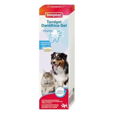 BEAPHAR – Gel dentifrice pour chien et chat – Nettoyage des dents sans brossage ni rinçage – Combat la plaque dentaire, la formation de tartre et la mauvaise haleine – Goût foie – Tube 100 g