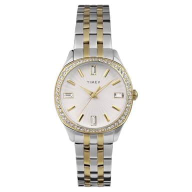 Timex Trend Montre pour femmes, 36 mm, bracelet en acier inoxydable bicolore, cadran argenté, boîtier bicolore TW2W17700
