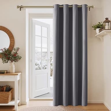 PONY DANCE Rideau Occultant - Décoration de Porte Fenêtre Intérieurs - Lot de 1 Panneaux Anti Chaleur Anti Froid avec Oeillets Isolation Lumineux, Largeur 132 x Hauteur 210cm, Gris
