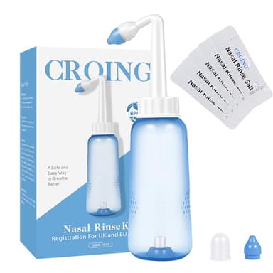 CROING 300ml Bouteille + 40 Sachets Sel Nasal - Kit Lavage de Nez/Sinus Rinse/Irrigation Nasale/Neti Pot/Douche Nasale