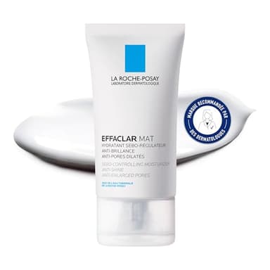 La Roche-Posay, Effaclar Mat+, Hydratant Sébo-Régulateur, Anti-brillance & Anti-pores dilatés, Enrichi en Sébulyse, Acide Salicylique & Glycérine, Pour Peaux Grasses et à Tendance Acnéique, 40ml