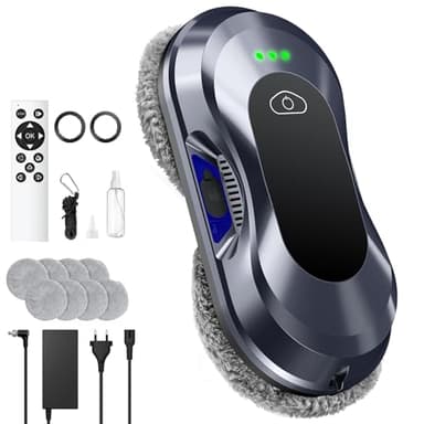 Robot Lave Vitres 2025 Version Améliorée, Puissance d'Aspiration 6000 Pa Double Buse, Planification de Trajet, 3 Modes de Nettoyage pour Entretien des Vitres & Surfaces Vitrées A2D