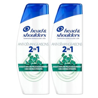 Head & Shoulders Anti-démangeaisons 2 en 1 Shampoing Antipelliculaire 2x300ml; Jusqu'à 100% des Pellicules Éliminées, Cliniquement Prouvé; Tous Types de Cheveux; Usage Quotidien; Rafraîchissant
