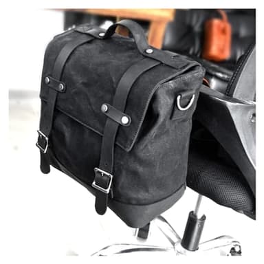 Sacoche Latérale Étanche en Toile Cirée pour Moto - Sac Vintage Rétro de Selle Arrière pour Cavalier(A)