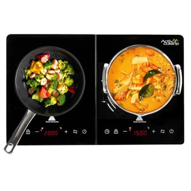 Plaque à Induction, Plaque Induction Portable 3500W, Surface en Verre Cristal Noir, 10 Niveaux de Puissance, 10 Réglages de Température, Minuterie de 3 heures