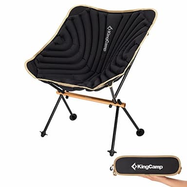 KingCamp Chaise de Camping Gonflable Noir - Sac de Transport Inclus