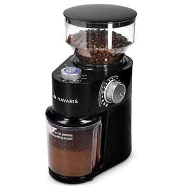 Navaris Moulin à café électrique - Broyeur de café avec meule plate pour 2 à 14 tasses - Grinder avec différentes épaisseurs de mouture