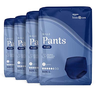 Amazon Basic Care Hommes Culottes Plus L, Bleu, 28 Pièces (4 lot de 7)