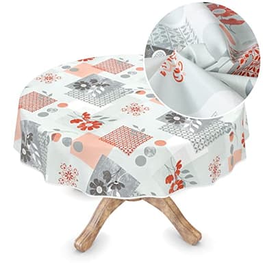 Nappe en toile cirée lavable en rouleau - Tissu ciré sans PVC - Ronde - 120 cm - Avec ourlet - Lola