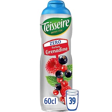 Teisseire Grenadine Zero Sucres pour Boissons Rafraîchissantes, Cocktails, 60cl