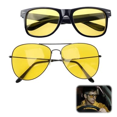 Lot de 2 lunettes de conduite vision nocturne anti-éblouissement polarisées pour cyclisme cadeau Fête des mères Noir jaune bleu nuit Taille unique