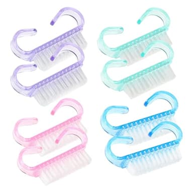 SanKristo 8 Brosses à Ongles, Brosses à Ongles en Plastique Double Face avec Manche, Brosses à Récurer Multicolores à Main pour Usage Domestique et en Salon (Rose, Violet, Bleu, Vert)