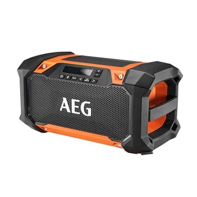 AEG - Radio de Chantier BRSP 18 – Bluetooth, Son Clair, Résistante Poussière et Éclaboussures, Port USB, Compatible Batteries 18V PRO – Idéale Ateliers et Chantiers