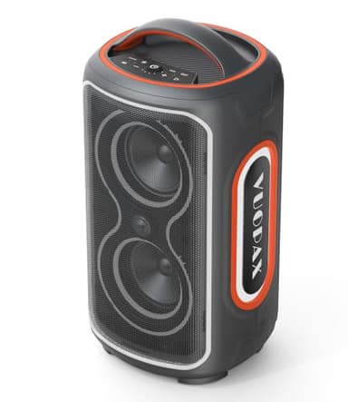 VUOPAX Enceinte Bluetooth Puissante Portable 200W, Enceinte De Fête Bluetooth avec Lumières LED, Basses Renforcées, 12H Autonomie, BT 5.4, IP65/TWS/USB/TF/AUX/MIC, pour Fêtes/Camping/Extérieur