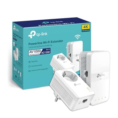 TP-Link TL-WPA7617 KIT Powerline WiFi AC 1200 Mbps - Powerline 1000 Mbps with Gigabit Ethernet Port and Integrated Socket, WiFi Powerline Box Kit of 2 - Ideal Solution to Enjoy Multi-TV Service