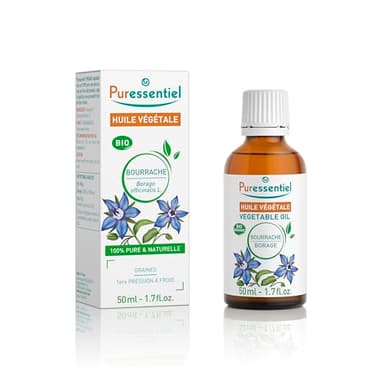 Puressentiel - Huile Végétale Bourrache – Riche en Omega 6 et Vitamine E - Bio - 100 pourcent pure et naturelle - Vegan et Cruelty free – Peau et cheveux - 50 ml