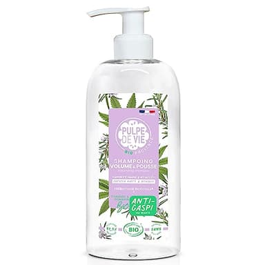 Pulpe de Vie - Shampooing Volume & Pousse Certifié BIO XL 400 ml - Chanvre & Romarin - Cheveux Volumineux & Sains - BIO