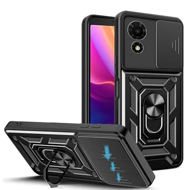 JDXHFF Coque Compatible avec TCL 501 (6.0") PC Dur et TPU Silicone Housse Couverture avec 360°degrés Support Rotatif Étui Case Cover Noir