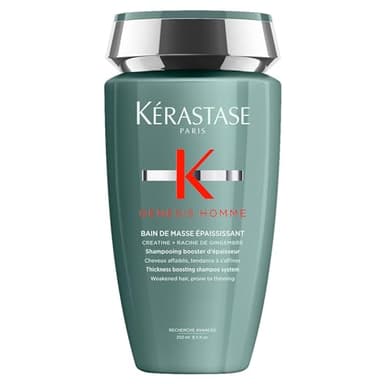 KERASTASE Genesis Homme - Bain de Masse Epaississant - Shampoing Triple Action Cheveux, Cuir Chevelu, Barbe - +38 % de Masse Capillaire - Sans Silicone - Cheveux Affaiblis & Affinés - 250 ml