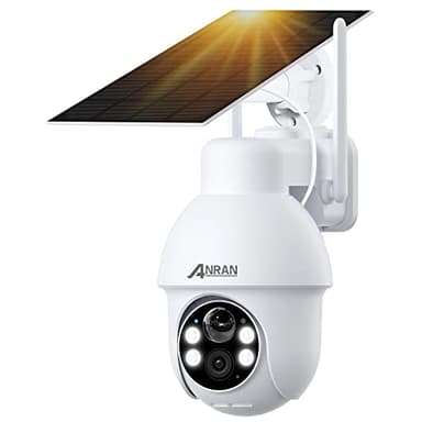 ANRAN 5MP PTZ Caméra Surveillance WiFi Exterieure sans Fil Solaire, Vision Nocturne Couleur 30m avec 4 Lumières Blanches, HD 2560 x 1920 Détection de Mouvement sur Audio Bidirectionnel, Q03 Max Blanc