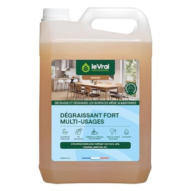 LE VRAI PROFESSIONNEL - Dégraissant fort multi-usages - Produit Menager Maison - Dégraissant - Autolaveuse/Nettoyeur Haute Pression - Parfum Pin des Landes - Fabrication Française - Bidon 5L
