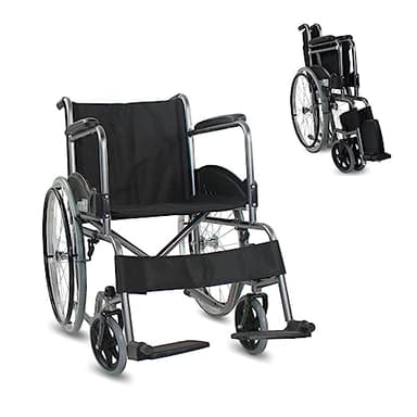 Mobiclinic®, Fauteuil roulant pliable, Auto-propulsé, Chaise roulante, Alcazaba, Assise 46 cm, Système de franchissement des bordures, Repose-pieds rabattables, Anti-crevaison, Frein sur les roues