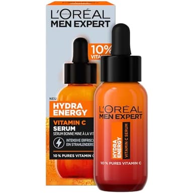L'Oréal Men Expert Sérum à la vitamine C contre la peau fatiguée pour homme, soin hydratant pour un aspect éclatant, sérum pour le visage pour homme hautement dosé avec 10 % de vitamine C pure, Hydra