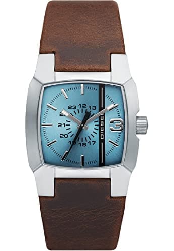 Diesel Montre pour homme Cliffhanger, mouvement à trois aiguilles, boîtier en acier inoxydable de 36 mm avec bracelet en cuir, DZ1998