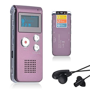 Lychee Dictaphone Enregistreur Vocal Numérique 8GO Portable, Lecteur MP3 Audio à Double Microphone pour Conférences/Réunions/Entretiens/et Cours (Rouge)