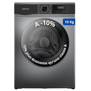 Lave-linge frontal GEDTECH GLL101400DG - 10 Kgs - 1400 tr/mn - 16 programmes - Eco - Intensif - Rapide – Très Faible conso A-10%