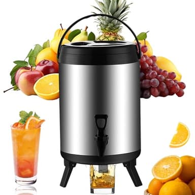 Thermos distributeur de boissons chaude et froide, Fontaine Isotherme Distributeur de Boisson en Acier Inoxydable, Conteneur Isotherme avec Robinet Portable pour Camping Restauration (8L)