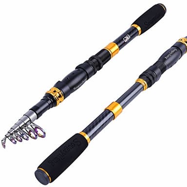 Sougayilang Canne à pêche télescopique – Canne à pêche en Fibre de Carbone Ultra légère de 24 tonnes avec siège de Moulinet CNC, poignée rétractable Portable, Guides en Acier Inoxydable pour la pêche