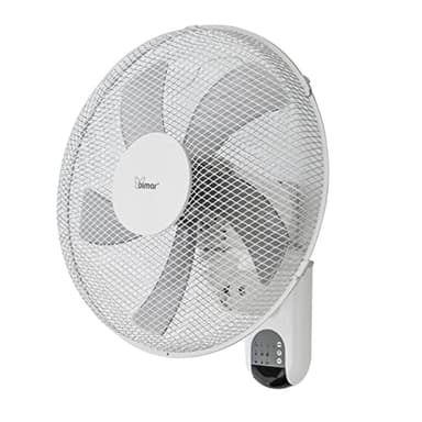 bimar VM45 Ventilateur mural avec télécommande, hélice Ø 40 cm avec 5 pales, 3 vitesses et 3 modes, commandes électroniques, minuteur, fonction veille, oscillation droite gauche, kit de fixation