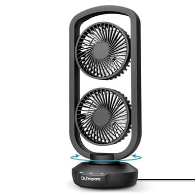 DR.PREPARE Ventilateur Colonne Silencieux Ventilateur Tour de Table avec Inclinaison à 270°, Oscillation 105°, 3 Vitesses, Ventilateur de Bureau USB Portable pour Chambre à Coucher, Bureau, Camping
