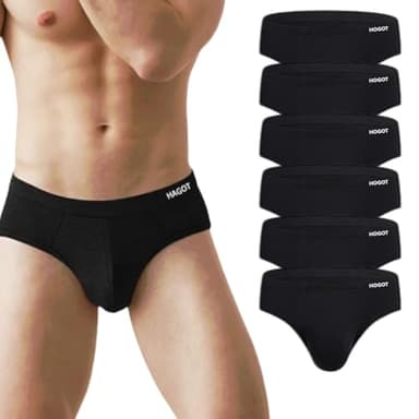 HAGOT Slip Homme Lot de 6, Slip Homme Modal, Slips pour Hommes avec Ceinture Élastiqu, Respirant Athlétique