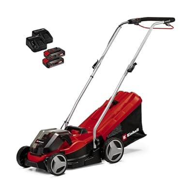 Einhell Tondeuse à gazon sans fil GE-CM 36/33 Li Kit - Power X-Change (36 V, 33 cm Largeur de Coupe) Livré avec 2 Batteries 2,5 Ah et 2 Chargeurs
