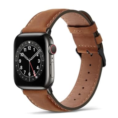 Tasikar Compatible pour Bracelet Apple Watch 49mm 46mm 45mm 44mm 42mm Cuir Véritable Bracelet de Remplacement Compatible avec iWatch Ultra 3 2 1 SE Séries 11 10 9 8 7 6 5 4 3, Brun Clair