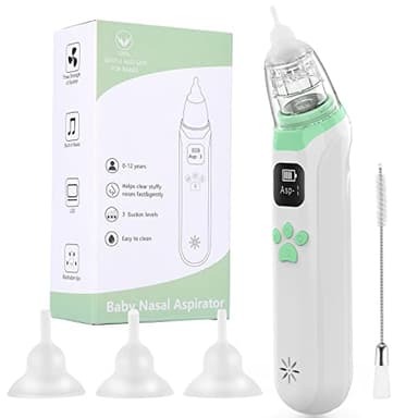 Mouché Bébé Électrique, MYPIN Aspirateur Nasal Électrique pour Bébé, Nettoyeur de Nez pour Bébé Avec 3 Buses en Silicone et 3 Niveaux d'aspiration, Mouche Nez Bebe Electrique Rechargeable