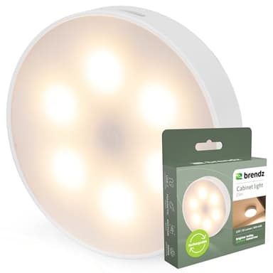 Brendz Lumiere LED Rond pour Armoire, Commande Tactile, Rechargeable USB-C, Dimmerable, Magnétique, 3 Températures de Couleur, Veilleuse, Lampe LED Rechargeable, Lampe Placard