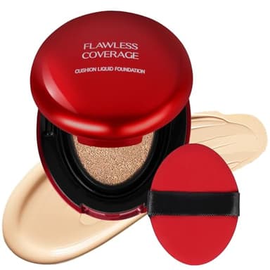 LOPHE Coussin Compact Fond de Teint,Air Cushion Couvrant,Fond de Teint Hydratant- Effet Naturel "Peau Nue"- Correcteur durable Maquillage Hydratant Éclaircissant Pigment,6g,Coquille