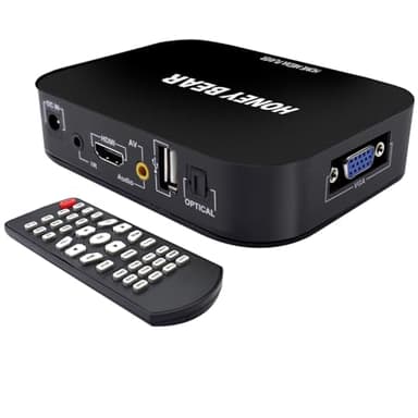 Honey Bear 1080p HD TV Mini Media Player - MKV - Lit Tous Les Fichiers De Disques Durs USB / Flash Drives / Cartes Mémoire - HDMI et Câbles AV Inclus