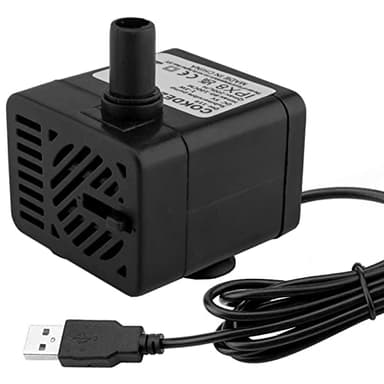 Mini pompe à eau submersible USB (DC 5 V 1-3 W 200 L/H) réglable ultra silencieuse petite pompe à eau pour animaux de compagnie, aquarium, étang, hydroponie, intérieur ou extérieur