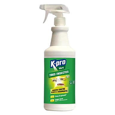 K.PRO VERT Pulvérisateur Barrière tous Insectes Volants et Rampants - Curatif et Préventif - S'Applique Sur Textiles et Surfaces Lavables* - Technique Professionnelle - 1L - Protection 1 mois