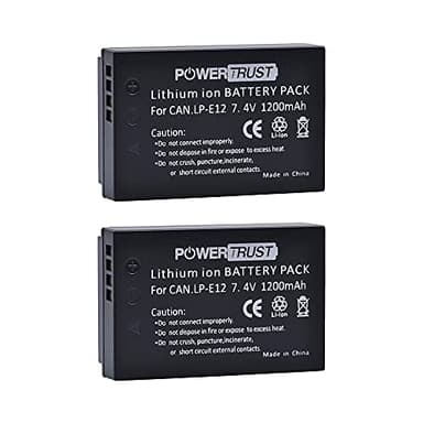 PowerTrust Lot de 2 batteries LP-E12 1200 mAh pour Canon EOS M50 Mark II, M50, EOS M, M2, M10, M100, M200, Rebel SL1, 100D, Kiss X7, PowerShot SX70 HS