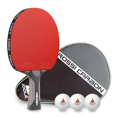 JOOLA Raquette de ping-Pong Professionnelle Rosskopf Carbon, homologuée ITTF, pour Joueurs avancés, Contenant Aussi Une Housse et 3 balles, Coloré