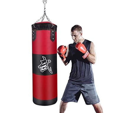 Sac de Frappe de Boxe, JanTeelGO Punching-Ball à Suspendre Adulte - Sac Lourd Vide avec Kit de Chaîne de Suspension au Plafond - Équipement de Boxe pour entraînement au Kickboxing (100cm)