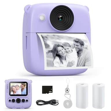 Appareil Photo Instantané Enfant, CalineGam 48MP 1080P Appareil Photo Numérique Enfant avec Carte 32GB & Papier Photo, Noël Anniversaire Cadeau pour Filles Garçons 3-12 Ans (Violet)
